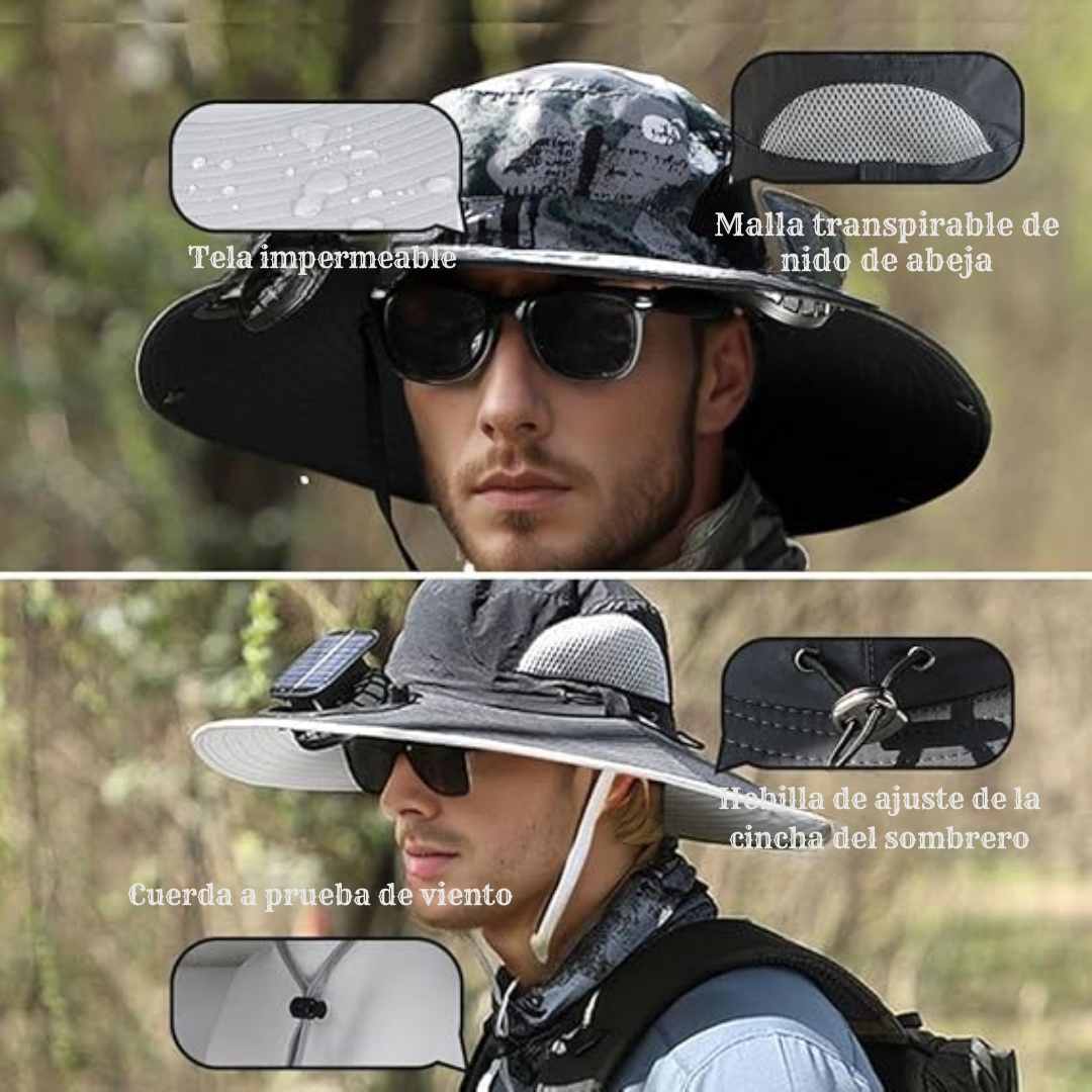 SolarCool™ – Sombrero con Ventilador Solar Doble para Máximo Frescor