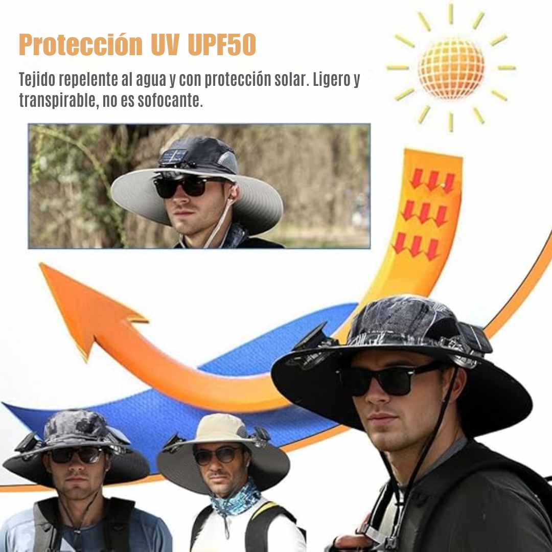 SolarCool™ – Sombrero con Ventilador Solar Doble para Máximo Frescor