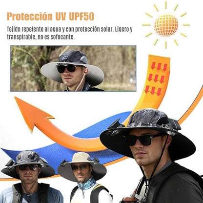 SolarCool™ – Sombrero con Ventilador Solar Doble para Máximo Frescor